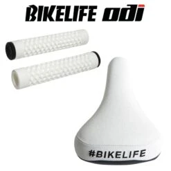 Pack Selle BIKELIFE Grippie Blanche+ Poignées CULT-VANS By ODI Blanc