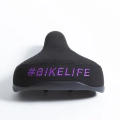Selle BIKELIFE Noire Logo Violet -France Vélo Soldes 2024 selle bikelife noire logo violet 3