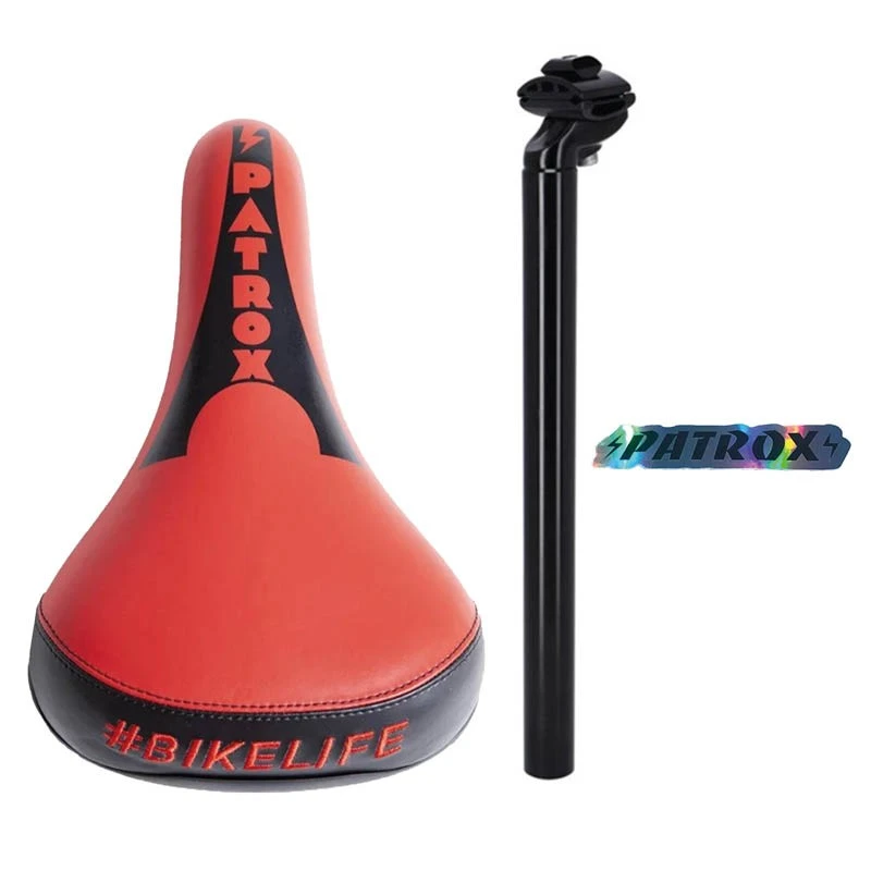 Selle BIKELIFE Patrox + Tige De Selle Ø27.2 Mm Noire 1 Selle BIKELIFE Patrox + Tige De Selle Ø27.2 Mm Noire