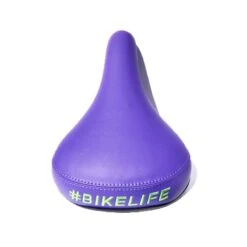 Selle BIKELIFE Violette Logo Vert -France Vélo Soldes 2024 selle bikelife violette logo vert 3