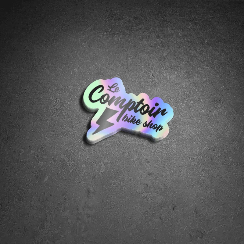 Sticker LECOMPTOIRBIKESHOP Holographic Small 3 Sticker LECOMPTOIRBIKESHOP Holographic Small – Image 3